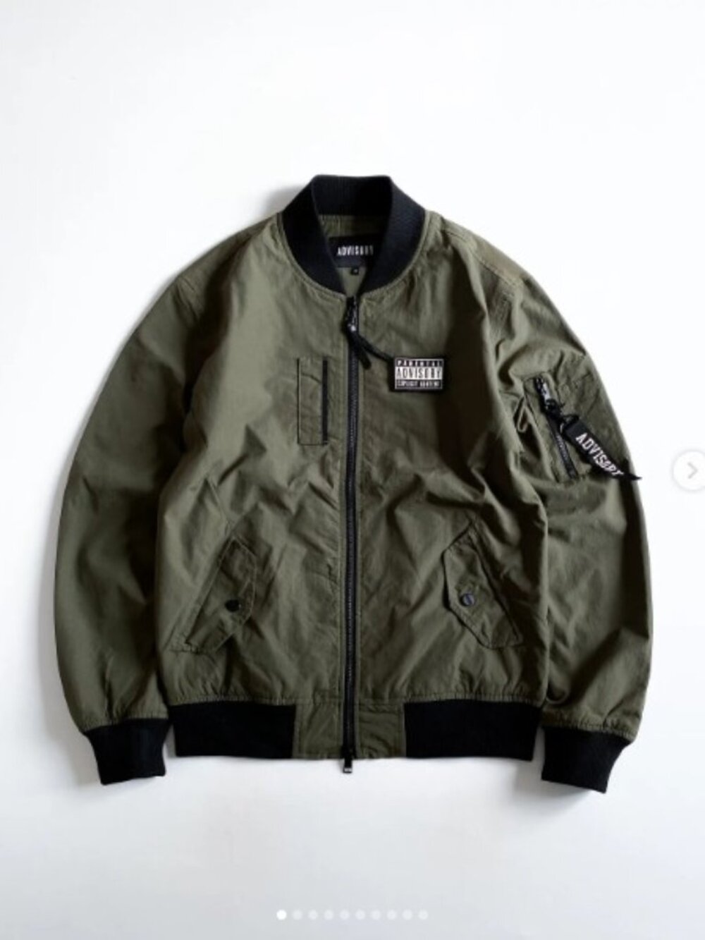 Olive Green Bomber Jacket Coat with Black Trim Men Size M